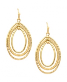 Style that pulls you in. These orbital earrings from Charter Club feature drops in oval silhouettes. Crafted in gold tone mixed metal. Approximate drop: 1-3/4 inches.