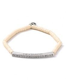 Perfect for stacking, MICHAEL Michael Kors beaded bracelet boasts bohemian beads and a striking crystal-encrusted silver bar.