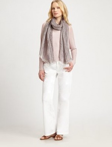 A stylishly sheer design with an elegant neckline, ribbed details and a beloved boxy fit.BoatneckLong sleevesRibbed cuffs and hemAbout 21 from shoulder to hem80% viscose/20% linenDry cleanImported of Italian fabric Model shown is 5'10 (177cm) wearing US size Small. A stylishly sheer design with an elegant neckline, ribbed details and a beloved boxy fit.BoatneckLong sleevesRibbed cuffs and hemAbout 21 from shoulder to hem80% viscose/20% linenDry cleanImported of Italian fabric Model shown is 5'10 (177cm) wearing US size Small.