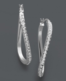 A simple twist and a lot of shine. These unique hoop earrings feature a twisted design accented by dozens of sparkling diamonds. Set in sterling silver. Approximate drop length: 1-1/2 inches. Approximate drop width: 1 inch. A simple twist and a lot of shine. These unique hoop earrings feature a twisted design accented by dozens of sparkling diamonds. Set in sterling silver. Approximate drop length: 1-1/2 inches. Approximate drop width: 1 inch.