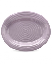 Celebrated chef and writer Sophie Conran introduces dinnerware designed for every step of the meal, from oven to table. A ribbed texture gives this mulberry Portmeirion oval platter the charm of traditional hand-thrown pottery. Celebrated chef and writer Sophie Conran introduces dinnerware designed for every step of the meal, from oven to table. A ribbed texture gives this mulberry Portmeirion oval platter the charm of traditional hand-thrown pottery.