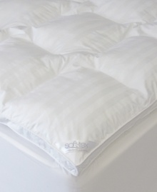 Relax in the cloud-like comfort and pressure-relieving support of Sensorpedic's deluxe foam mattress topper. Memory foam clusters and SoftLoft(tm) fiber fill combine for incredible loft and softness, while a stain-resistant, 300-thread count dobby stripe cotton cover adds an extra layer of luxury. Featuring baffle box construction to keep fill in place; double-stitched hem for added durability. Relax in the cloud-like comfort and pressure-relieving support of Sensorpedic's deluxe foam mattress topper. Memory foam clusters and SoftLoft(tm) fiber fill combine for incredible loft and softness, while a stain-resistant, 300-thread count dobby stripe cotton cover adds an extra layer of luxury. Featuring baffle box construction to keep fill in place; double-stitched hem for added durability.