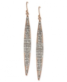 Elegance refined. These linear earrings from Vince Camuto are crafted from rose gold-tone mixed metal with crystal pave accents adding a lustrous touch. Approximate drop: 2-1/2 inches.