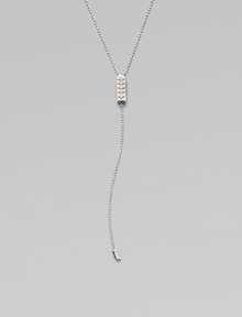 A dazzling, delicate design with a diamond accented link and ball chain strand in 18k white gold. Diamonds, .19 tcw18k white goldLength, about 25½Slip-on styleMade in Italy A dazzling, delicate design with a diamond accented link and ball chain strand in 18k white gold. Diamonds, .19 tcw18k white goldLength, about 25½Slip-on styleMade in Italy