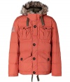 Utilitarian details and urbane-cool style merge seamlessly with this military-inspired down jacket from Ralph Lauren - Faux-fur lined hood, stand collar with asymmetric button closure, concealed zip closure with button front placket, long sleeves, flap pockets at chest and waist, quilted - Wear with chinos or jeans, a cashmere pullover, and sporty trainers