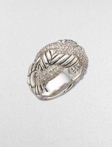 From the Woven Cable Collection. An intricate piece with diamond accents on a sterling silver braided design. Diamonds, 1.09 tcwSterling silverWidth, about ½Imported From the Woven Cable Collection. An intricate piece with diamond accents on a sterling silver braided design. Diamonds, 1.09 tcwSterling silverWidth, about ½Imported