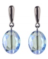 Blue note. A beautiful light blue hue embellishes these oval-shaped faceted glass beaded drop earrings from Kenneth Cole New York. Made in hematite tone mixed metal, they'll add a pretty pop of color to your wardrobe whenever you wear them. Approximate drop: 1-1/4 inches.