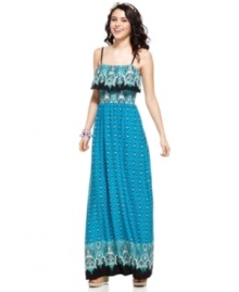 Play the international style guide in a maxi dress from Sequin Hearts that's both curve flattering -- thanks to a snug, smocked waist -- and flaunts an explosion of global-inspired print! Play the international style guide in a maxi dress from Sequin Hearts that's both curve flattering -- thanks to a snug, smocked waist -- and flaunts an explosion of global-inspired print!