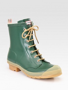 The same revered Hunter fit and comfort, designed in vulcanized rubber with a combat style and an orthopedic last. Quick-dry nylon lining Cushioned sponge insole Shaft, 7 Leg circumference, 13½ Rubber sole Imported The same revered Hunter fit and comfort, designed in vulcanized rubber with a combat style and an orthopedic last. Quick-dry nylon lining Cushioned sponge insole Shaft, 7 Leg circumference, 13½ Rubber sole Imported