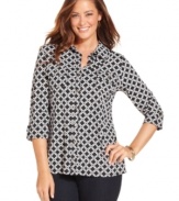 Charter Club's plus size printed shirt is a must-have for your work wardrobe-- complete the look with trousers.