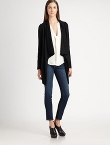 A modern take on the classic blazer, draped and slouchy in rich wool crepe.Foldover necklineDropped shouldersOpen frontAsymmetric hemAbout 33 from shoulder to hemWoolDry cleanImportedModel shown is 5'11 (180cm) wearing US size Small.