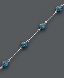 Get ready for the dance floor in this disco ball-inspired bracelet. Giani Bernini's playful style features blue crystal balls strung from a delicate sterling silver chain. Approximate length: 7-1/2 inches. Get ready for the dance floor in this disco ball-inspired bracelet. Giani Bernini's playful style features blue crystal balls strung from a delicate sterling silver chain. Approximate length: 7-1/2 inches.