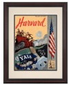 A patriotic spirit was shared by both sides at the 1942 Yale-Harvard football game. Crimson prevailed in the wartime duel, but this historic cover art is a winning collectible for fans of either team with a frame of cherry-finished wood.