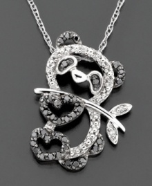 A sweet and sparkling style: this adorable panda diamond pendant features round-cut black and white diamonds (1/5 ct. t.w.) set in 14k white gold. Diamond necklace drop measures 3/4 inch; chain measures 16 inches. A sweet and sparkling style: this adorable panda diamond pendant features round-cut black and white diamonds (1/5 ct. t.w.) set in 14k white gold. Diamond necklace drop measures 3/4 inch; chain measures 16 inches.