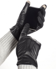 Dial, type, swipe-and still stay warm. These stretch Text Gloves from Club Room combine conductive technology on the thumb and forefinger with a flexible fit and cozy fleece lining. Dial, type, swipe-and still stay warm. These stretch Text Gloves from Club Room combine conductive technology on the thumb and forefinger with a flexible fit and cozy fleece lining.