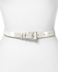 Give your waistline a hit of shine with this patent leather belt from Cole Haan. This detail instantly dresses up denim or adds polish to a flouncy frock. Give your waistline a hit of shine with this patent leather belt from Cole Haan. This detail instantly dresses up denim or adds polish to a flouncy frock.