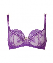 Super sexy candy purple Artistry underwire bra by Elle Macpherson Intimates - This supermodel-approved underwire bra is sultry with a fun vintage feel thats both naughty and nice - Polyamide floral lace bra with slim adjustable straps and back hook and eye closure - Looks great under most outfits