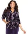 Lounge in the luxe comfort of Style&co.'s plus size velour jacket, featuring a spirited print.