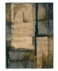 Art school smarts. Brushstrokes, stenciled edges and layered color effects create an innovative composition in this Yorkville area rug. A streamlined, low-cut pile and durable construction offer a handsome, lasting finish to any room. (Clearance)