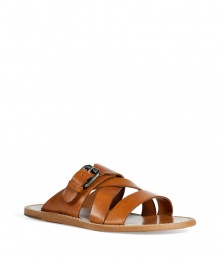 Add luxe style to your casual beach-ready look with these leather sandals from D&G Dolce & Gabbana -Crisscross-detailed straps, buckle detail, leather sole, contrast stitching - Pair with shorts and a breezy button down for casual-cool Add luxe style to your casual beach-ready look with these leather sandals from D&G Dolce & Gabbana -Crisscross-detailed straps, buckle detail, leather sole, contrast stitching - Pair with shorts and a breezy button down for casual-cool
