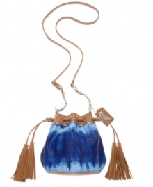A water color-inspired design with an easy-going appeal. This versatile crossbody style from Carlos Santana features an earthy appeal with shades of blue, tassel detail an adventure-ready silhouette. A water color-inspired design with an easy-going appeal. This versatile crossbody style from Carlos Santana features an earthy appeal with shades of blue, tassel detail an adventure-ready silhouette.