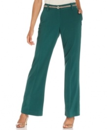 These flare-leg pants feature a modern silhouette for laid-back style at work or play. From Charter Club.