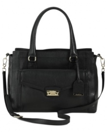 Make a serious style statement with this classically chic tote from Cole Haan. Luxe leather is outfitted with custom golden hardware and detail stitching, while the roomy interior lets you take along all your everyday must-haves. Make a serious style statement with this classically chic tote from Cole Haan. Luxe leather is outfitted with custom golden hardware and detail stitching, while the roomy interior lets you take along all your everyday must-haves.
