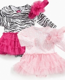 Take cute to a whole new level with one of these exotic animal-print tutu dresses from First Impressions. Take cute to a whole new level with one of these exotic animal-print tutu dresses from First Impressions.