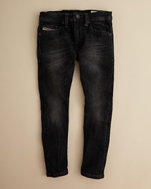 With natural fading allover, abraded edges and aggressive contrast topstitching, the Braddom K jean hits a stylish sweet-spot he'll love. With natural fading allover, abraded edges and aggressive contrast topstitching, the Braddom K jean hits a stylish sweet-spot he'll love.