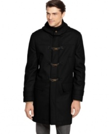 A classic toggle closure puts a polished spin on this traditional warm wool melton coat from Kenneth Cole. A classic toggle closure puts a polished spin on this traditional warm wool melton coat from Kenneth Cole.