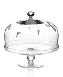 Present your best holiday treats in this one-of-a-kind, hand-made glass cake stand embellished with candy canes from Artland's collection of serveware and serving dishes. Because each stand and dome is individually produced by a skilled artisan, no two are exactly alike. Present your best holiday treats in this one-of-a-kind, hand-made glass cake stand embellished with candy canes from Artland's collection of serveware and serving dishes. Because each stand and dome is individually produced by a skilled artisan, no two are exactly alike.