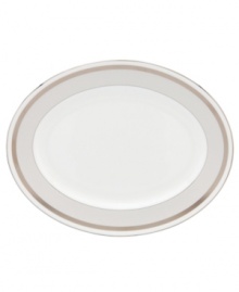 A gift to formal dining from kate spade new york, the Grace Avenue oval platter offers a chic balance of fun and refined in platinum-banded bone china. Grosgrain ribbon puts the preppy, finishing touch on dinnerware destined for stylish tables. A gift to formal dining from kate spade new york, the Grace Avenue oval platter offers a chic balance of fun and refined in platinum-banded bone china. Grosgrain ribbon puts the preppy, finishing touch on dinnerware destined for stylish tables.