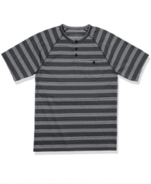 Visual learning. Teach them what style is all about with this striped henley t-shirt from American Rag.