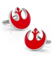 The unmistakable insignia of the alliance to restore the republic comes complete with phoenix red enamel on a shiny rhodium plated setting for rebels spanning the galaxy. Pick up a pair for the 3D launch of Star Wars: Episode I - The Phantom Menace.