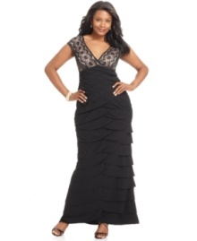 Refined elegance, with a touch of sass: Adrianna Papell's plus size dress highlights your assets!