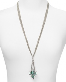 A bold gemstone pendant on this ABS by Allen Schwartz necklace adds interest to edge right metallic links. A bold gemstone pendant on this ABS by Allen Schwartz necklace adds interest to edge right metallic links.