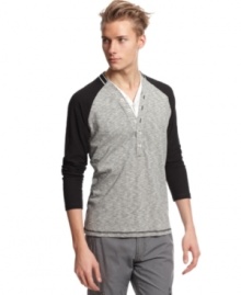 This raglan styled henley from Bar III makes looking cool and casual easy.