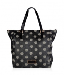 With a cool fusion of dots and lizard print, Marc by Marc Jacobs structured tote lends a snappy edge to any outfit - Black double top handles, logo plaque, top zip, inside back wall slot pocket - Wear leather jackets and super soft cashmere accessories With a cool fusion of dots and lizard print, Marc by Marc Jacobs structured tote lends a snappy edge to any outfit - Black double top handles, logo plaque, top zip, inside back wall slot pocket - Wear leather jackets and super soft cashmere accessories
