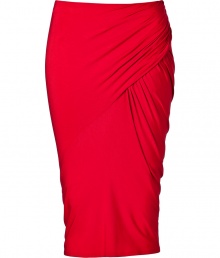 Luxe pencil skirt in fine, crimson viscose stretch - A modern classic from Donna Karan - Elegant, asymmetric drape and ruching at hips create a knockout silhouette, elongating the entire body - Curve-hugging cut hits at knee - Sexy and sophisticated, a dynamite must for parties and events - Style with a silk or sequin top and ankle booties or platform pumps Luxe pencil skirt in fine, crimson viscose stretch - A modern classic from Donna Karan - Elegant, asymmetric drape and ruching at hips create a knockout silhouette, elongating the entire body - Curve-hugging cut hits at knee - Sexy and sophisticated, a dynamite must for parties and events - Style with a silk or sequin top and ankle booties or platform pumps