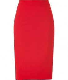 Inject bold style into your workweek style with this luxe pencil skirt from Valentino - Wide waistband, pencil silhouette, concealed side zip closure - Wear with a tie-neck blouse, cashmere cardigan, and platform pumps