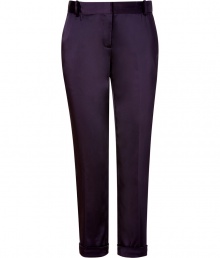 Detailed with just the right amount of stretch for a flawless fit, Steffen Schrauts satin trousers are a sleek take on sultry sophistication - Side and back slit pockets, hidden hook closure, belt loops, cuffed ankles - Tailored fit - Team with everything from tees and blazers to silk tops and heels