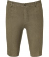 Stylish Bermuda short in fine, brown linen - Soft and lightweight material - Belt loops and button closure - Pockets at sides and welt pockets at rear - Flattering crease detail at thighs - Slim cut, hits above knee - Relaxed yet elegant and classically cool - Pair with a t-shirt, a polo or a button down