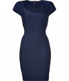 Inject sultry style to your party-ready look with this figure-enhancing celeb-favorite frock from Herv? L?ger - Sweetheart neckline with crisscross-detailed bodice, cap sleeves, bandage panels, concealed back zip closure - Fitted figure-hugging silhouette - Style with statement heels and a chain-detailed clutch