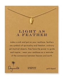 Introduce meaning into your jewel box. Dogeared's delicate feather-trimmed necklace reminds the wearer to find wings and soar. Introduce meaning into your jewel box. Dogeared's delicate feather-trimmed necklace reminds the wearer to find wings and soar.