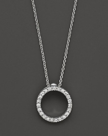 From the Tiny Treasures collection, an extra small diamond circle necklace; with signature ruby accent. Designed by Roberto Coin. From the Tiny Treasures collection, an extra small diamond circle necklace; with signature ruby accent. Designed by Roberto Coin.