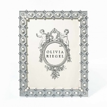 Clean and sophisticated frame with white hand-enameled link design. Dozens of hand-set diamond Swarovski crystals and faux-pearls. Clean and sophisticated frame with white hand-enameled link design. Dozens of hand-set diamond Swarovski crystals and faux-pearls.