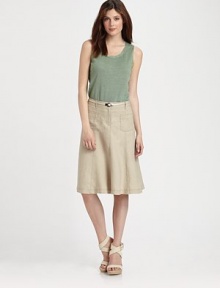 Lightweight linen meets a timeless skirt silhouette with classic trouser details like belt loops and back welt pockets. Button closureZip flyBelt loopsFront patch pocketsBack welt pocketsFully linedAbout 25 longLinenMachine washImported Model shown is 5'10 (177cm) wearing US size 4. Lightweight linen meets a timeless skirt silhouette with classic trouser details like belt loops and back welt pockets. Button closureZip flyBelt loopsFront patch pocketsBack welt pocketsFully linedAbout 25 longLinenMachine washImported Model shown is 5'10 (177cm) wearing US size 4.