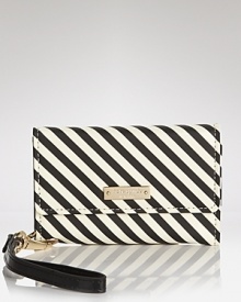 Perfect for protecting your technology as well as your style credentials, this kate spade new york iPhone wristlet makes a splash in bold, graphic stripes. Perfect for protecting your technology as well as your style credentials, this kate spade new york iPhone wristlet makes a splash in bold, graphic stripes.