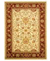 A fine finish for your living space. This Safavieh area rug comes alive with beautiful floral, vine and latticework detailing, all captured on a stunning ivory ground surrounded by a bold black border. Crafted from soft polypropylene, this rug radiates timeless allure with the added convenience of easy-care construction.