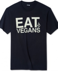 Carnivores unite! This medium weight t-shirt by Volcom will non meat-eaters know exactly how you feel.